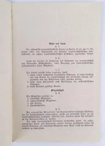 Statuten  akademischer landwirtschaftlicher Verein Berlin 1883