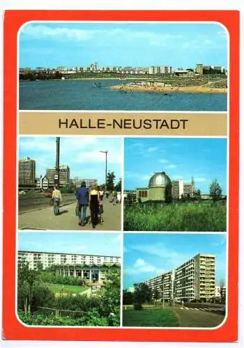 Ak Halle Neustadt Sternwarte Kindergarten Wohnblock Freibad Magistrale 1983