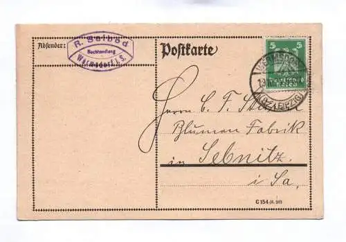 Postkarte R Seibod Buchhandlung Wermsdorf in Sachsen 1925