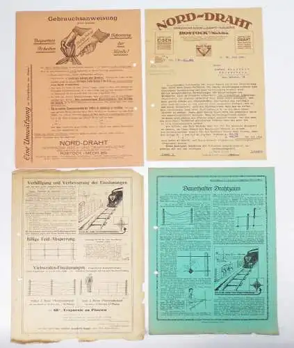 Rostock Nord Draht Eisen Industrie 1920 Papier Reklame 