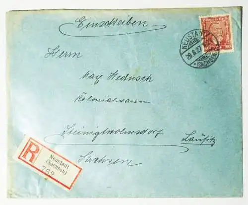 R Brief Neustadt Sachsen nach Steinigwolmsdorf 1927