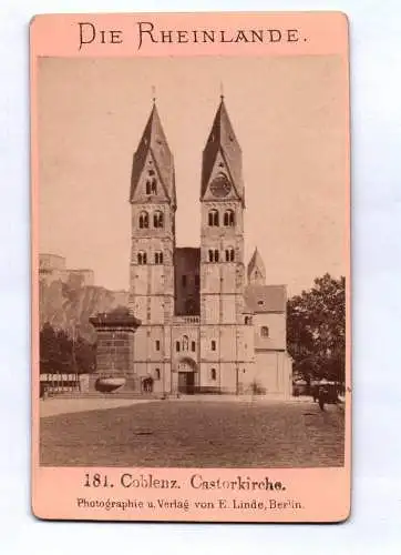 CDV Foto Koblenz Coblenz Castorkirche Linde Berlin um 1880 Rheinland