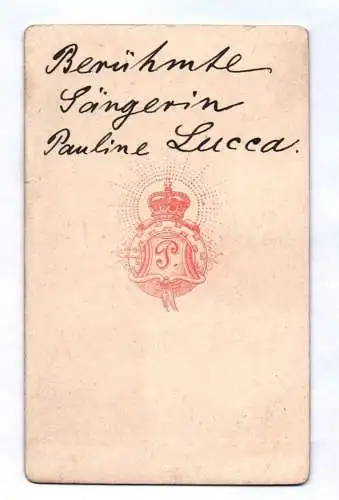 CDV Foto Pauline Lucca österreichische Opernsängerin Sopran um 1880