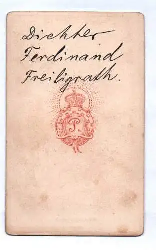 CDV Foto Dichter Ferdinand Freiligrath um 1880 Portrait
