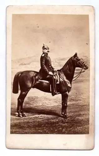 CDV Foto preussischer Kriegsminister von Roon um 1870 mit Pferd