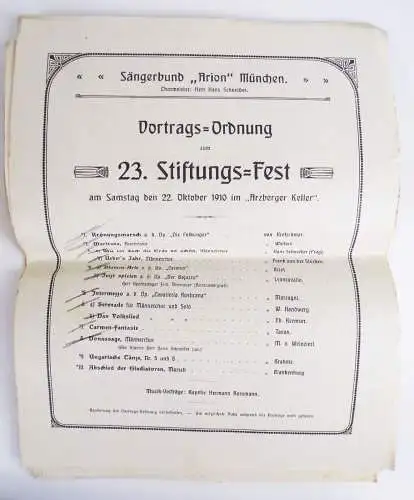 Konvolut München Programme 1910 Lichtbilderabend Zither Hoboisten