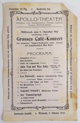 Apollo Theater 1912 Grosses Cafe Konzert wohl München