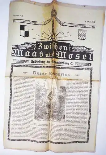 Zeitung 1 Weltkrieg Zwischen Maas und Mosel 1917 WW1 newspaper