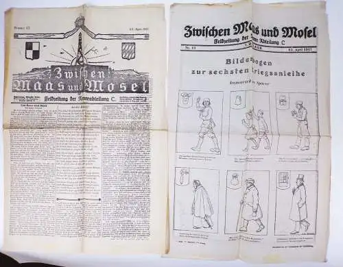 Zeitung 1 Weltkrieg Zwischen Maas und Mosel 1917 WW1 newspaper