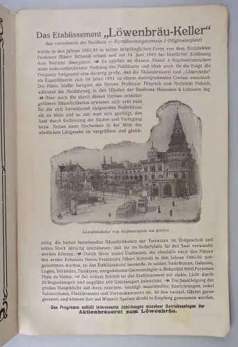 Konzert Programm Löwenbräu Keller München um 1900 Reklame