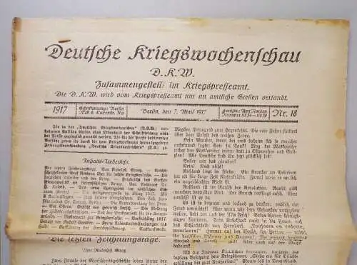 Deutsche Kriegswochenschau Nr 18 April 1917 Zeitung