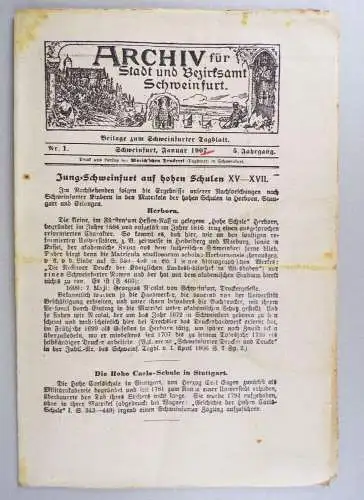 Archiv für Stadt und Bezirksamt Schweinfurt 1907 kompletter Jahrgang