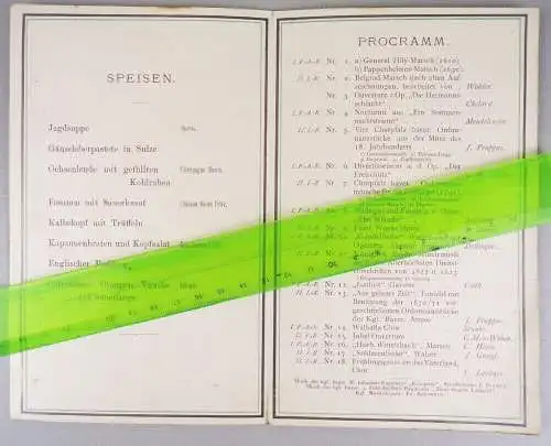 Alte Speisekarte Militär Gala Tafel Prinz Regent Luitpold Bayern 1892 Programm