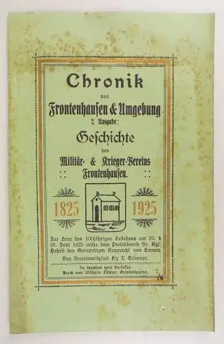 Chronik von Frontenhausen und Umgebung Geschichte Militärverein Kriegerverein