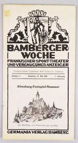 Bamberg er Woche Sport Theater Vergnügungs Anzeiger 1910 Prospekt