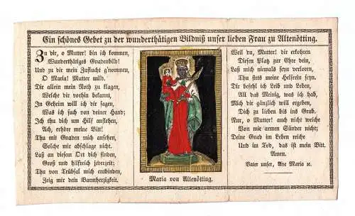 Altes Heiligenbild Maria von Altenötting koloriert um 1800 Gebet Andachtsbild