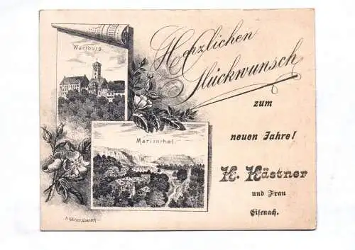 Litho Ak Eisenach Herzlichen Glückwunsch Marienthal Wartburg um 1900 Karte