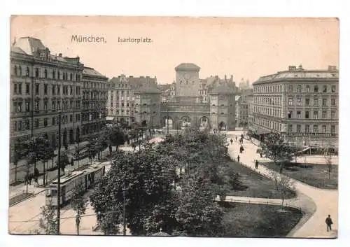 Litho Ak München Isartorplatz 1910 Straßenbahn