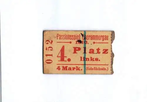 Eintrittskarte Passionsspiel Oberammergau Billet um 1910