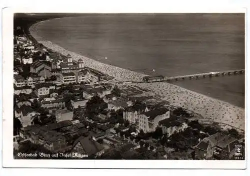 Echtfoto Ak Ostseebad Binz auf Insel Rügen Luftaufnahme Fliegeraufnahme