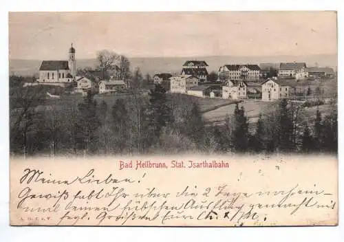 Litho Ak Bad Heilbrunn Station Isarthalbahn 1901