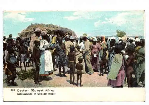 Litho Ak Deutsch Südwest Afrika Essenausgabe im Gefangenenlager DSW Kolonie