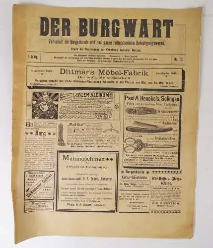 Der Burgwart Zeitschrift für Burgenkunde und das ganze mittelalterliche Befestig