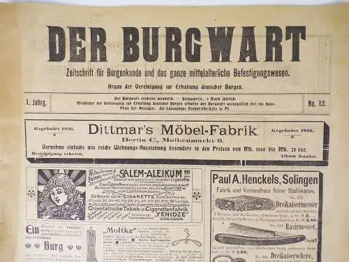 Der Burgwart Zeitschrift für Burgenkunde und das ganze mittelalterliche Befestig