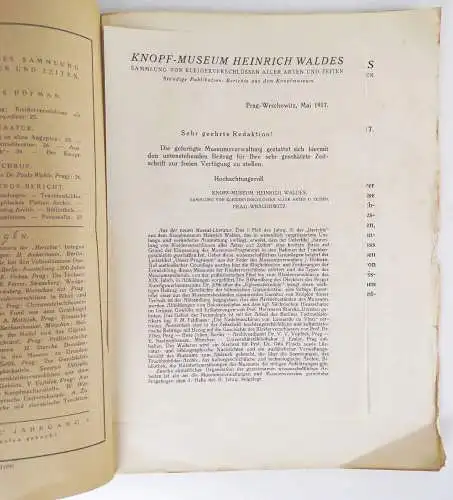 Berichte aus dem Knopf Museum Heinrich Waldes Prag Wrschowitz Heft 1 1917