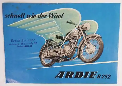 Ardie B252 das Motorrad Reklame Prospekt Print Sammler