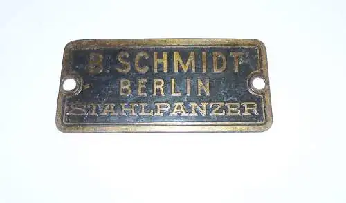 Altes Messing Schild B Schmidt Berlin Stahlpanzer um 1900