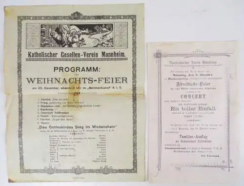 Konvolut Mannheim Programme Theater Karneval Vereinsabende um 1900