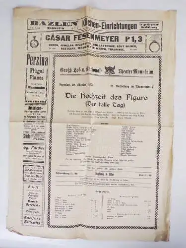 Konvolut Mannheim Programme Theater Karneval Vereinsabende um 1900