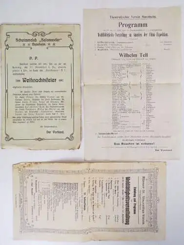 Konvolut Mannheim Programme Theater Karneval Vereinsabende um 1900