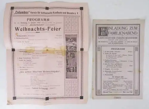 Konvolut Mannheim Programme Theater Karneval Vereinsabende um 1900