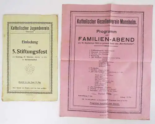 Konvolut Mannheim Programme Theater Karneval Vereinsabende um 1900