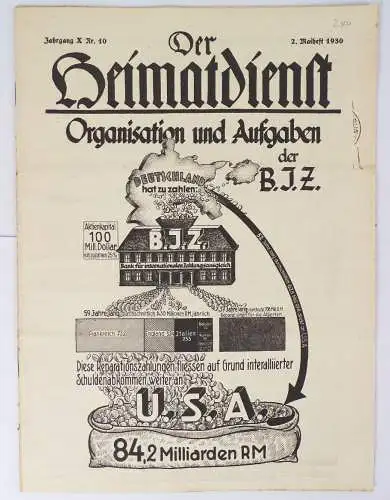 Der Heimatdienst Organisation und Aufgaben der BJZ Nr 10 Mai 1930 Zeitung