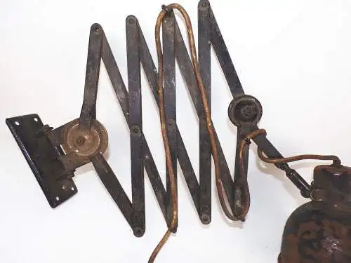 Alte Scherenlampe Werkstattlampe Fabriklampe E27 Vintage Leuchte