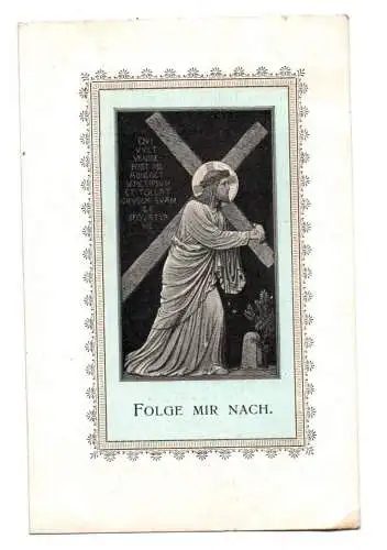 Altes Andachtsbild Messopfer Oberbeuren 1904 Jesus mit Kreuz Heiligenbild