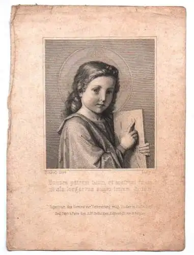 Altes Heiligenbild Jesus mit Tafel Messopfer Priester Oberroth 1873