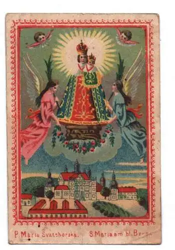 Altes Heiligenbild S Maria vom heiligen Berge um 1870 holy card Andachtsbild