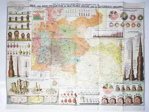 Hickmann graphische Darstellung Bier und Wein Produktion um 1900