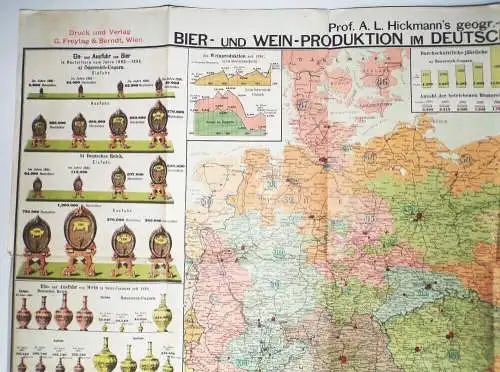 Hickmann graphische Darstellung Bier und Wein Produktion um 1900