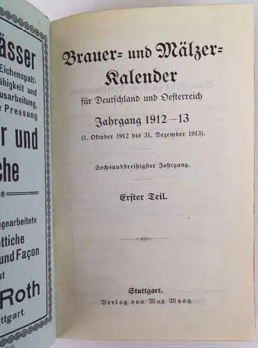 Brauer und Mälzer Kalender 1913 