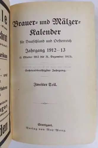 Brauer und Mälzer Kalender 1913 zweiter Teil