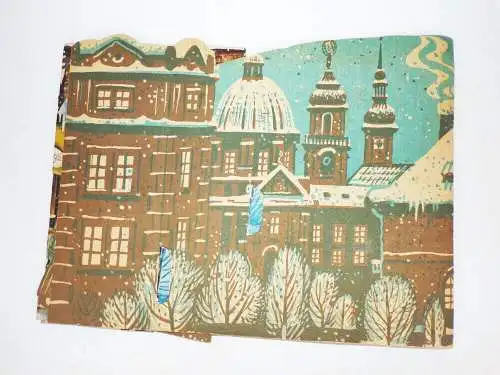 Kubasta Diorama 3 D Pop Up Winter Stadt 1969 