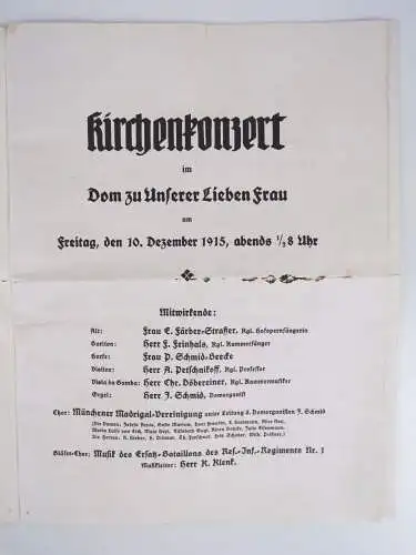 Kirchenkonzert im Dom zu unserer lieben Frau Frauenkirche München 1915