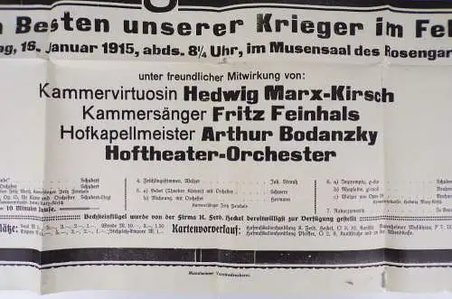 Plakat Wohltätigkeit Konzert Großherzogin Hilda von Baden 1915 WW1