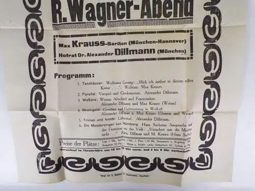 Alter Theater Aushang Ingolstadt Stadttheater um 1915 Richard Wagner Abend