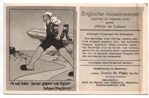 Ak Propaganda Englischer Invasionsverein 1915